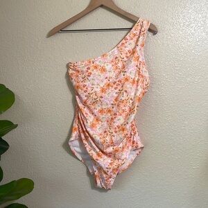 Kona sole peachy floral one shoulder swimsuit